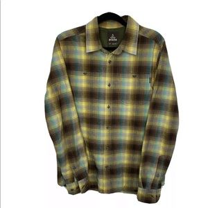 Prana Men's Button Up Shirt Plaid Medium
